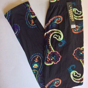 Black Yellow Orange Paisley Leggings (size 2-12)